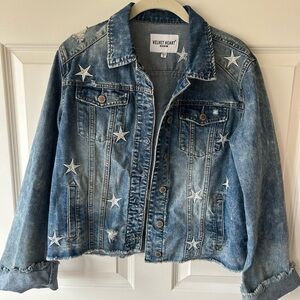Velvet Heart Denim Jacket with Star Embroidery